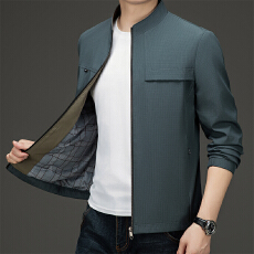批发春秋新款跨境夹克中老年爸爸装时尚<b class='q'>商务</b><b class='q'>休闲</b>立领经典纯色百搭外套