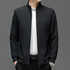 批发春秋新款跨境夹克中老年爸爸装时尚<b class='q'>商务</b><b class='q'>休闲</b>立领经典纯色百搭外套