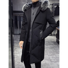 批发跨境新款<b class='q'>羽绒服</b><b class='q'>男</b>女情侣中长款真毛领白鸭绒过膝加长款主推<b class='q'>羽绒服</b>