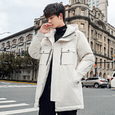 批发跨境<b class='q'>男</b>士保暖派克羽绒<b class='q'>男</b>士中长款时尚潮流加厚冬装英伦风连帽外套