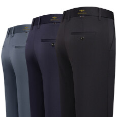 批发跨境春夏新款<b class='q'>男士</b>休闲宽松长裤潮牌商务四面弹力宽松直筒西装裤