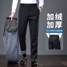 批发跨境高密面料秋冬海狸绒<b class='q'>男士</b>保暖休闲长裤四面弹力裤宽松海狸绒