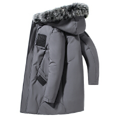 跨境新款冬季新品加厚连帽羽绒服男士长款青年白鸭绒保暖休闲外套