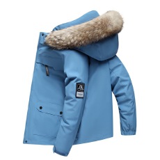 跨境新款潮流白鸭绒冬季户外男女情侣中长款装羽绒服加厚男士外套