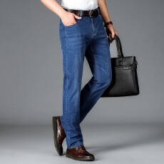 批发新款男士四季款中青年轻商务牛仔裤男装春秋宽松直筒潮流百搭长裤