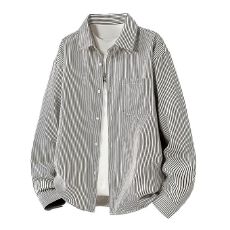 批发跨境男士条纹爆款日系复古格子<b class='q'>衬衫</b><b class='q'>男装</b>百搭春秋新款潮流百搭长袖