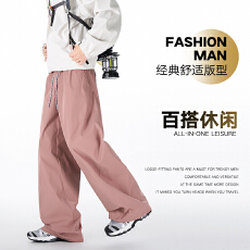 批发跨境美式<b class='q'>男</b>女弯刀裤春秋新款宽松垂感直筒休闲潮流情侣款休闲长裤