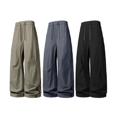 批发跨境美式<b class='q'>男</b>女弯刀裤春秋新款宽松垂感直筒休闲潮流情侣款休闲长裤