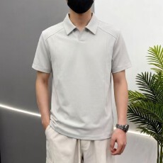 批发跨境高品质纯棉男POLO衫短袖罗马丝光双面布潮牌拼接翻领结构T恤
