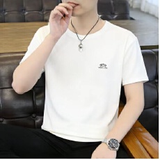 实体店可订做夏季男士冰丝薄款纯色休闲透气圆领T恤运动速干短袖t