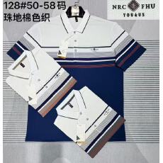 跨境夏季新款男士短袖T恤条纹外贸中老年爸爸款休闲宽松POLO衫