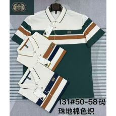 跨境夏季新款男士短袖T恤条纹外贸中老年爸爸款休闲宽松POLO衫