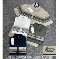 跨境夏季新款男士短袖T恤条纹外贸中老年爸爸款休闲宽松POLO衫