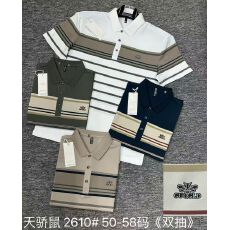 批发跨境夏季新款<b class='q'>男</b>士短袖T恤条纹外贸中老年爸爸款休闲宽松<b class='q'>POLO</b><b class='q'>衫</b>