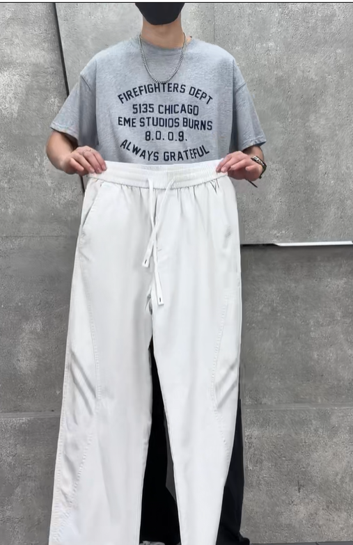 물리적 저장소 높은 품질 남성 캐주얼 운동 여름 와이드 레그 팬츠 트렌드 루즈핏 패션 긴 바지 금액 빅 맞춤 제작