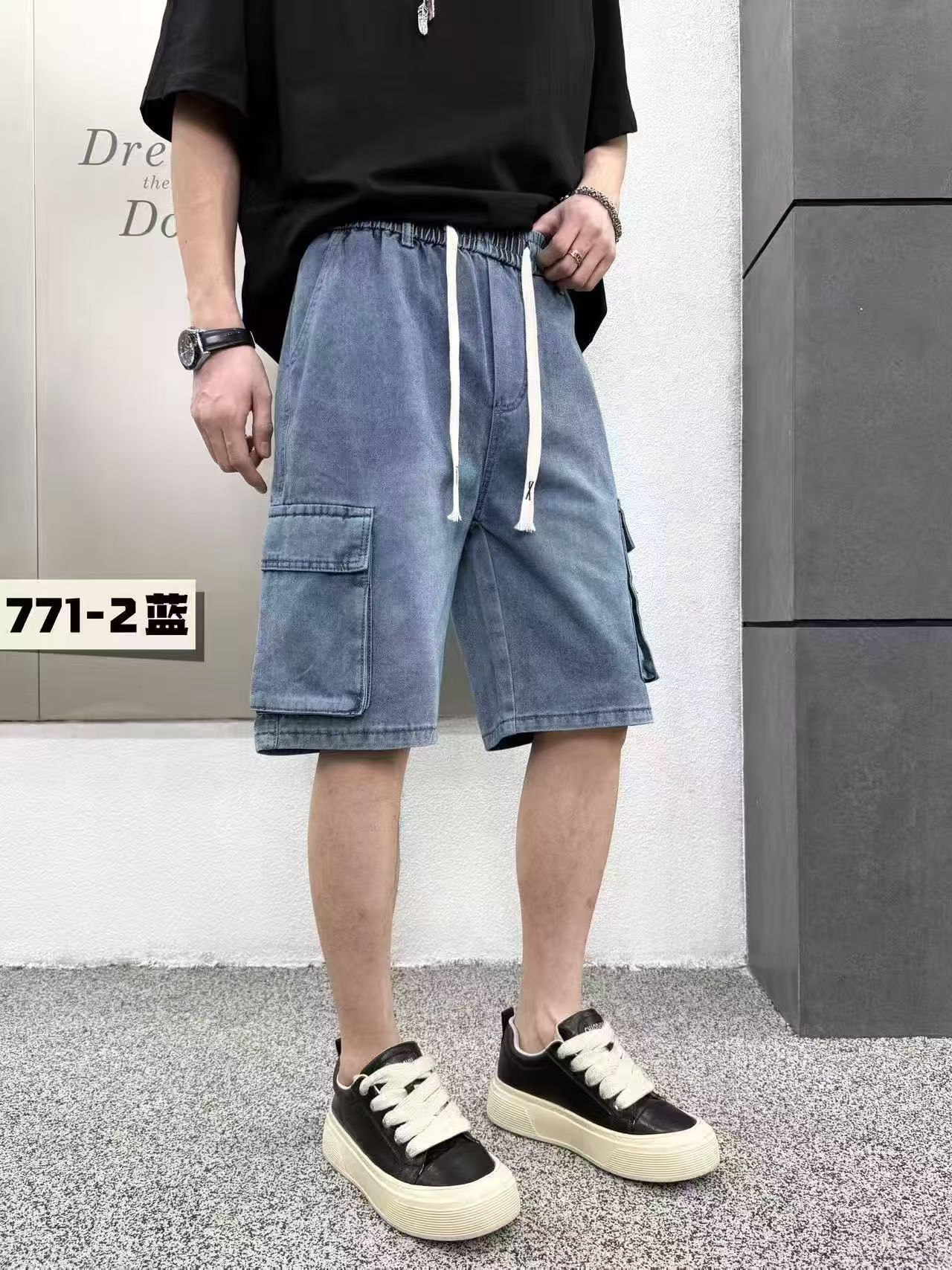 국경 간 물리적 저장소 높은 품질 남성 새로운 워시 물 청바지 여름 캐주얼 루즈핏 기타 주머니 워크웨어 반바지