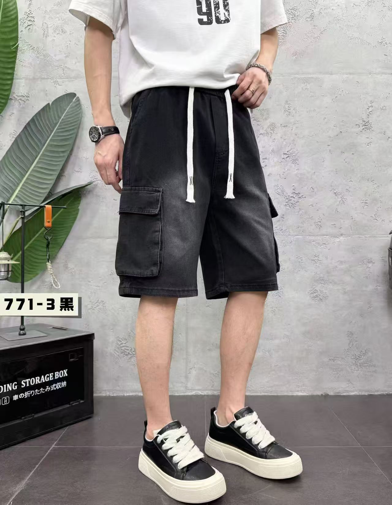 국경 간 물리적 저장소 높은 품질 남성 새로운 워시 물 청바지 여름 캐주얼 루즈핏 트렌드 워크웨어 반바지