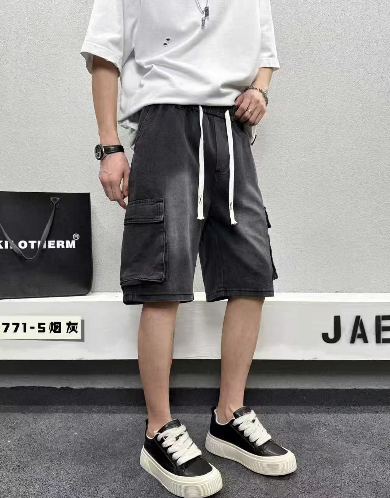 국경 간 물리적 저장소 높은 품질 남성 새로운 워시 물 청바지 여름 캐주얼 루즈핏 트렌드 워크웨어 반바지