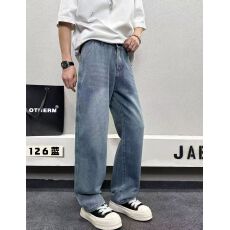 批发实体高品质男士复古蓝洗水牛仔春<b class='q'>夏</b>秋冬潮流痞帅直筒宽松阔腿长裤