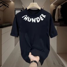 批发新款短袖t恤男夏季韩版潮流简约半袖上衣港风宽松休闲潮牌体恤衫