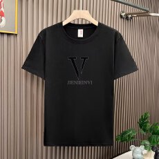 批发跨境短袖t恤男士潮牌夏季宽松五分袖新款网红潮流ins简约印花上衣