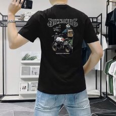 批发跨境短袖t恤男士潮牌夏季宽松五分袖新款网红潮流ins简约印花上衣