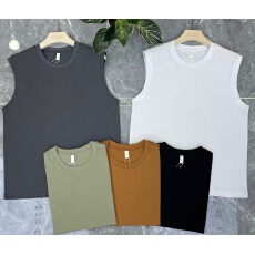 跨境实体店潮牌男士夏季坎肩美式纯棉港风个性纯色圆领T恤潮背心