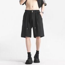 批发跨境<b class='q'>男士</b>新款休闲短裤男宽松直筒五分裤沙滩运动裤夏季冰丝西装裤