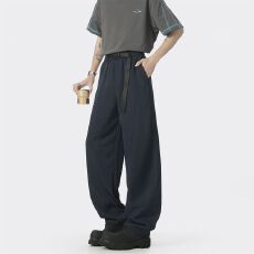 批发跨境冰感男士新款夏季薄款速干裤子凉感弯刀裤港风宽松直筒休闲裤