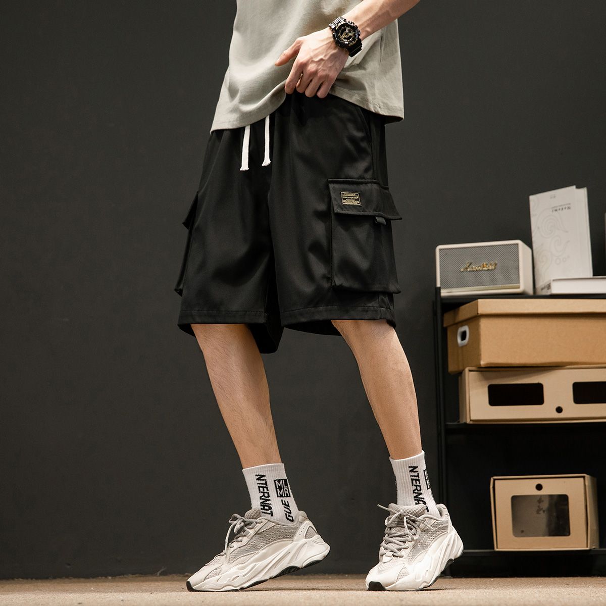 국경 간 남성 폭발 워크웨어 반바지 새로운 여름 5 점 캐주얼 바지 일본식 기능 바지 항구 바람 운동 바지