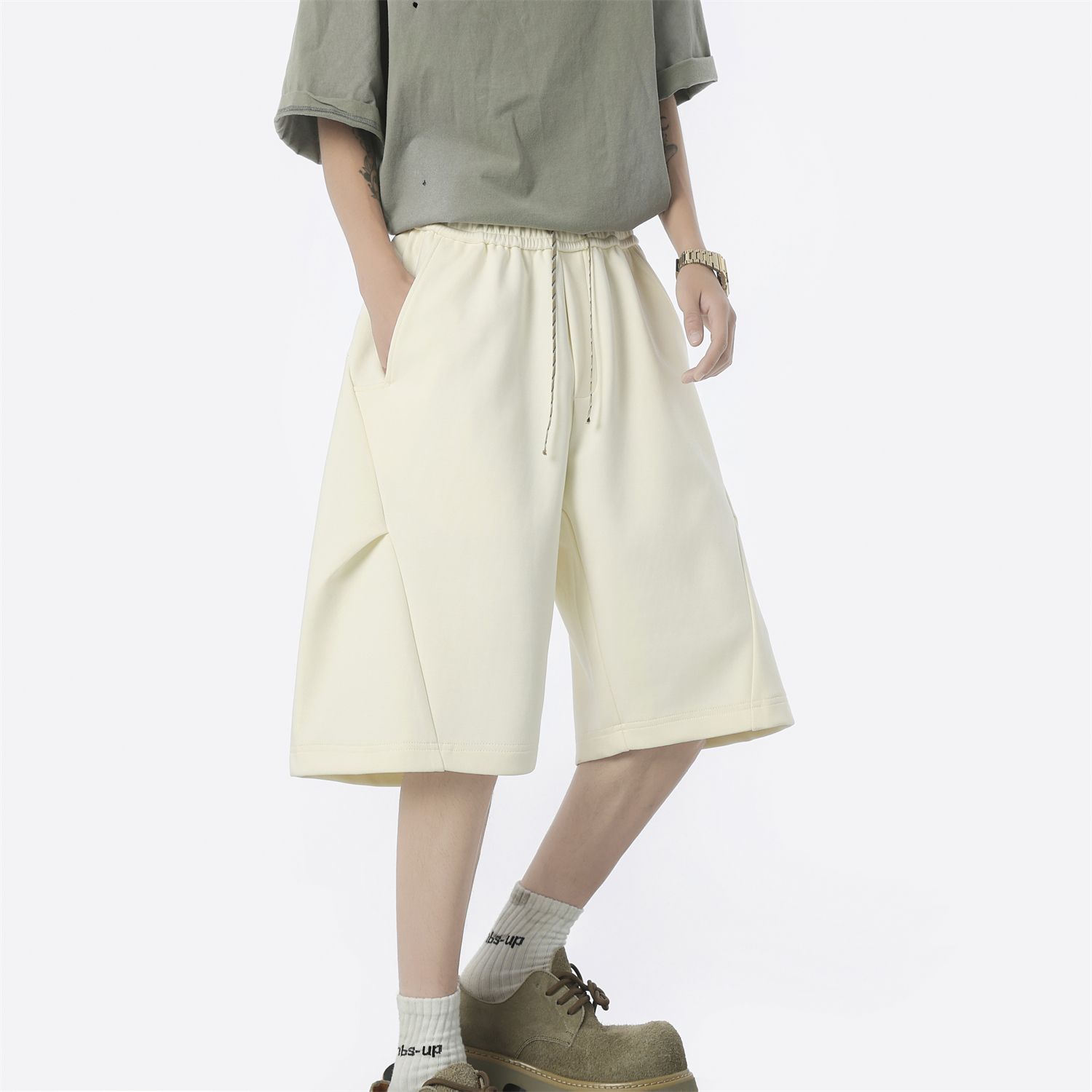 국경 간 면 소재 트렌드 운동 바지 새로운 여름 웨이 바지 남성 항구 바람 루즈핏 오부 바지 캐주얼 바지 반바지