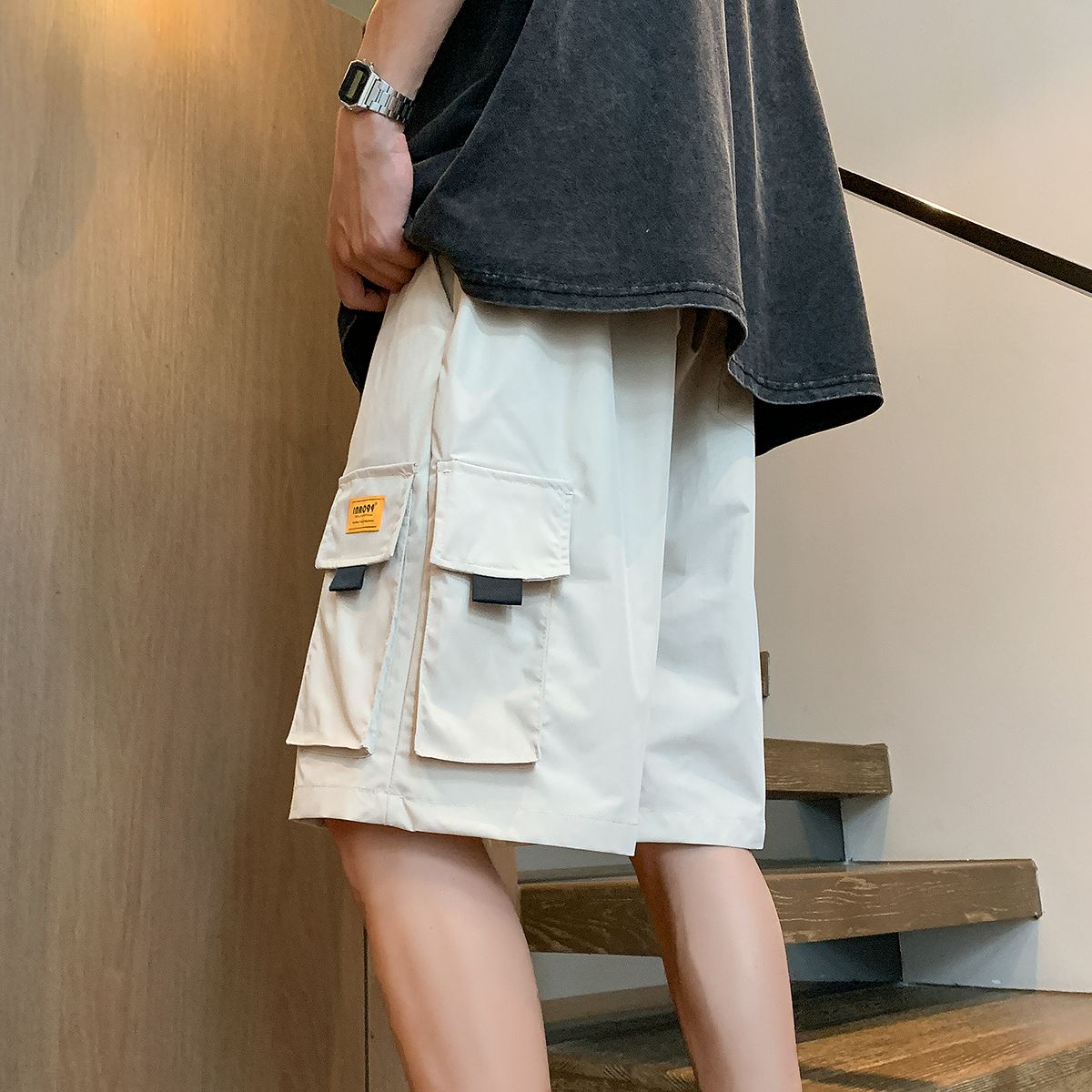 국경 간 기타 주머니 새로운 여름 워크웨어 팬츠 5 점 바지 남성 항구 바람 트렌드 루즈핏 스트레이트 캐주얼 반바지