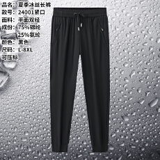 批发跨境冰丝裤<b class='q'>男</b>款夏季薄款速干<b class='q'>运动</b>宽松大码空调裤直筒束脚休闲<b class='q'>长裤</b>