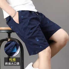 批发夏季纯棉薄款工装短裤男宽松五分裤中年爸爸装休闲运动中裤沙滩裤