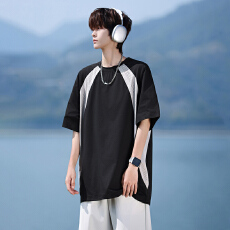 批发冰感速干短袖T恤男士夏季2026<b class='q'>新款</b><b class='q'>户外</b>撞色冲孔休闲运动凉感上衣