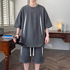 批发夏季运动套装男士跑步速干短袖宽松打球训练服健身潮牌两件套装