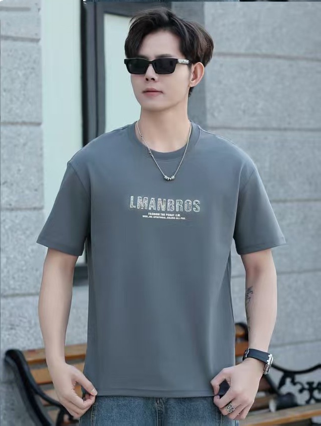 개체 높은 품질 조수 브랜드 패션 프린트 라운드 넥 남성 순면 반팔 다용도 캐주얼 루즈핏 티셔츠 맨위 서비스