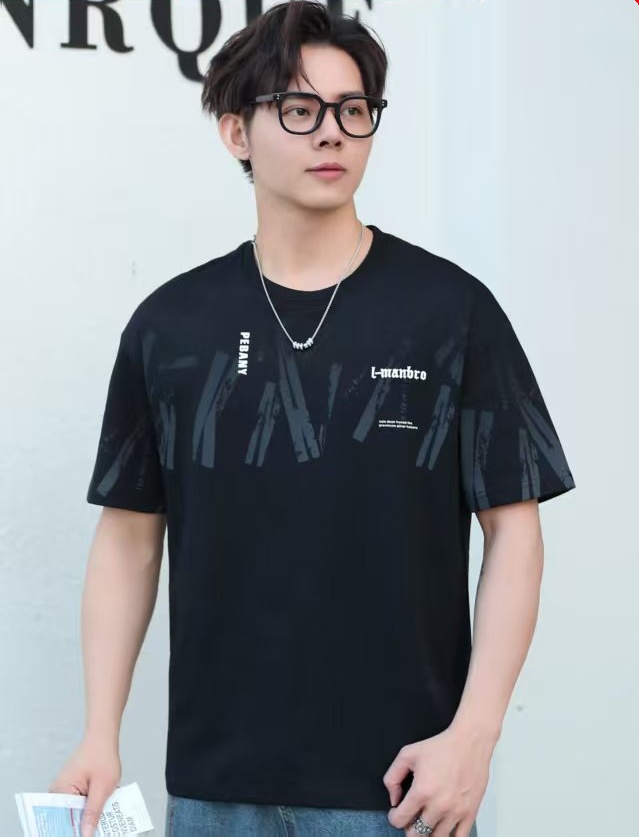 개체 높은 품질 조수 브랜드 패션 프린트 라운드 넥 남성 순면 반팔 다용도 캐주얼 루즈핏 티셔츠 맨위 서비스