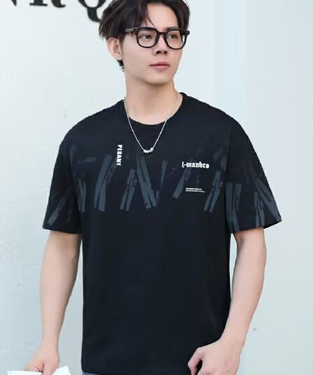 개체 높은 품질 조수 브랜드 패션 프린트 라운드 넥 남성 순면 반팔 다용도 캐주얼 루즈핏 티셔츠 맨위 서비스