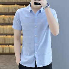 批发短袖衬衫男士夏季韩版新款潮流修身百搭衬衣<b class='q'>商务</b><b class='q'>休闲</b>格子<b class='q'>男装</b>上衣
