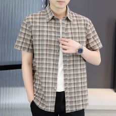 批发<b class='q'>男</b>士格纹夏季棉短袖<b class='q'>衬衫</b>商务休闲简约<b class='q'>男</b>装<b class='q'>衬衣</b>设计感薄款韩版上衣