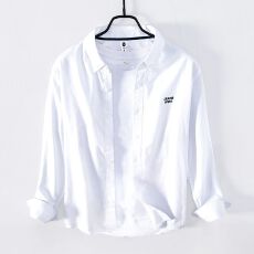批发新款春秋季日常简约<b class='q'>男</b>士<b class='q'>衬衫</b>棉质休闲纯色长袖百搭<b class='q'>衬衣</b><b class='q'>男</b>装外穿