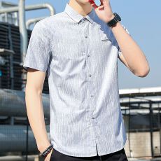 批发<b class='q'>新款</b>韩版青年休闲潮流衬衣男士夏季短袖衬衫男款帅气百搭通勤上衣