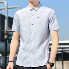 批发<b class='q'>新款</b>韩版青年休闲潮流衬衣男士夏季短袖衬衫男款帅气百搭通勤上衣