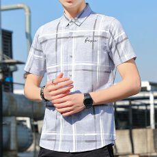 批发<b class='q'>新款</b>韩版青年休闲潮流衬衣男士夏季短袖衬衫男款帅气百搭通勤上衣