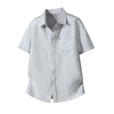 批发纯色新款暗纹男士短袖衬衫<b class='q'>商务</b>简约修身夏季新品<b class='q'>休闲</b>翻领青年衬衣