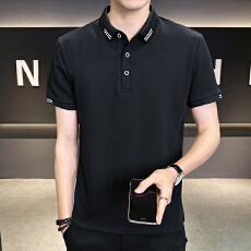 批发夏季冰感男士新款POLO衫潮流短袖剌绣休闲宽松百搭T恤翻领上衣t衫
