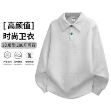 批发跨境潮牌<b class='q'>春</b>秋大码半纽扣卫衣男士宽松胖子长袖Polo衫休闲百搭外套