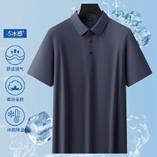 批发夏季新款牛奶丝冰丝无痕短袖POLO衫插肩袖高品质凉感薄款男士上衣