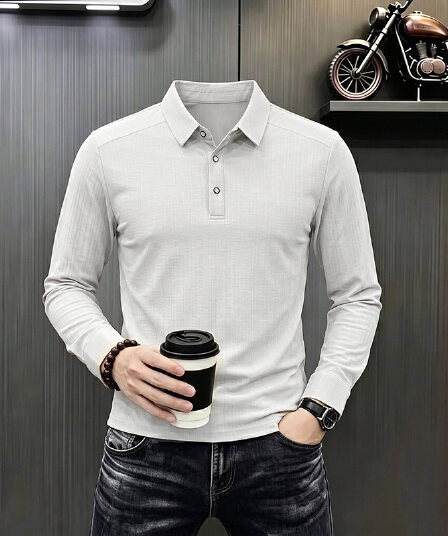 빛 럭셔리 긴팔 티셔츠 아빠 로드 중 새로운 가을 신제품 긴팔 POLO 셔츠 남성 의류 비즈니스 캐주얼 폴로 칼라 맨위